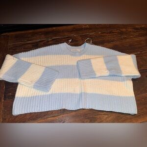 Moon & Madison Light Blue and Cream Striped Sweater